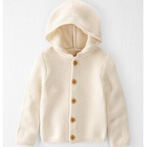 Little Planet Cream Hooded Knit Cardigan for Kids - Soft Button-Up Sweater